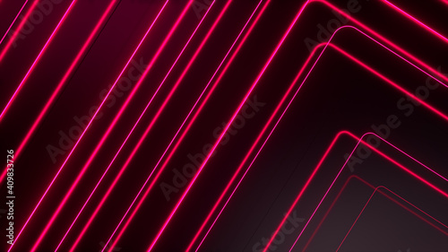 Konstfotografi Red glowing neon lines abstract tech futuristic motion background