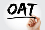OAT - Operational Acceptance Testing acronym with marker, business concept background