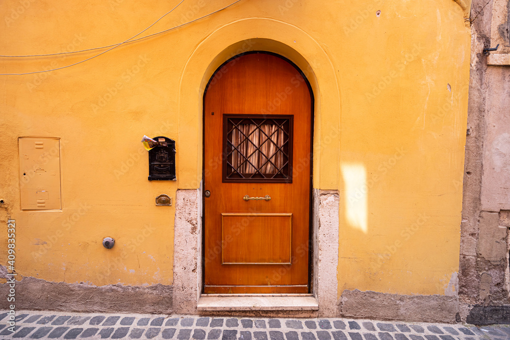 Naklejka premium old wooden door in a wall