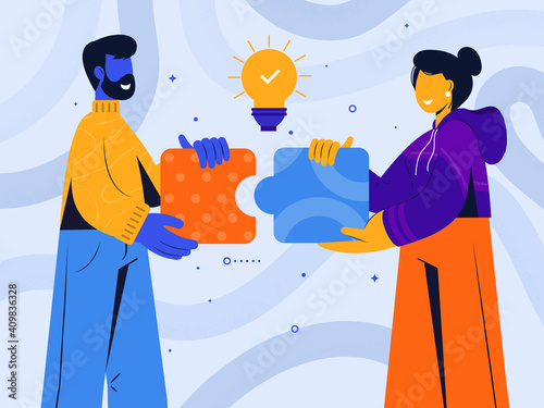 Modern colorful cncept illustration of Solution