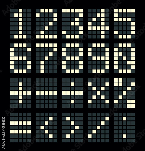 Digital numbers isolated on black background.