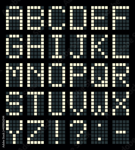 Digital numbers isolated on black background.