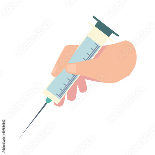 vaccine hand with syringe medical equipment