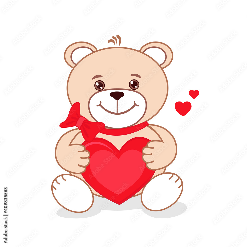 Happy and in love Teddy bear with red hearts. Happy valentines day. Vector greeting card template. Happy and in love Teddy bear with red hearts. Happy valentines day. Vector greeting card template.