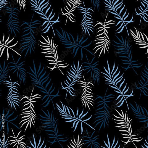 BLACK BACKGROUND WITH DELICATE PALM LEAVES