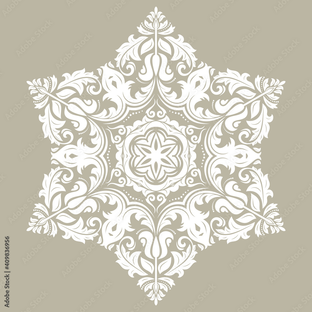 Elegant vintage ornament in classic style. Abstract traditional white pattern with oriental elements. Classic vintage pattern
