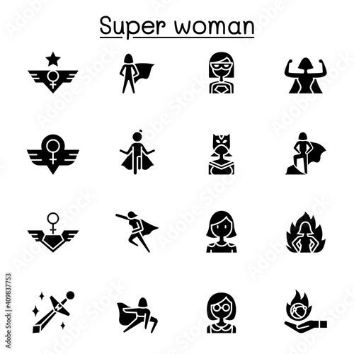 Super hero woman icon set vector illustration graphic design