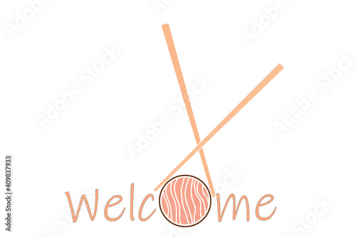 Sushi bar food logo, Japanese vector sushi bar restaurant roll icon, asian delivery food