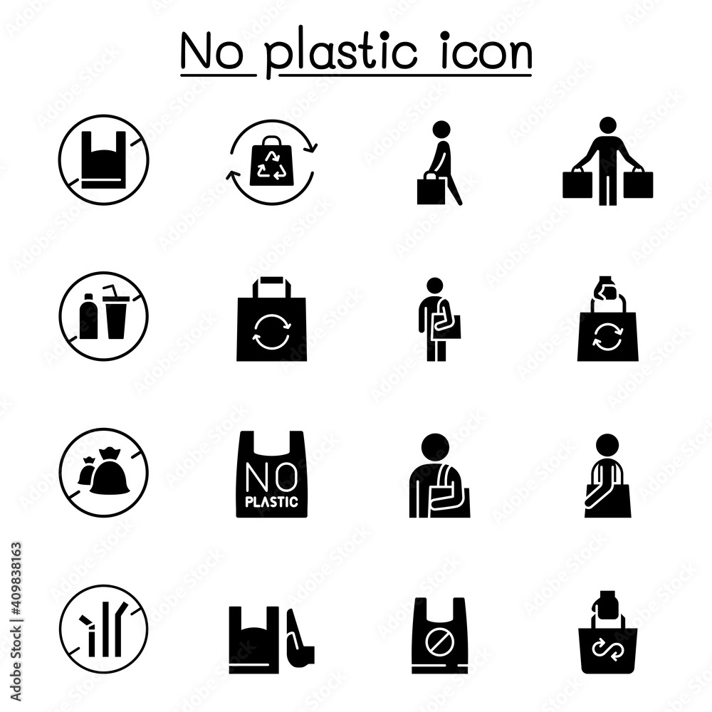 No plastic sign icon set vector illustration graphic design No plastic sign icon set vector illustration graphic design