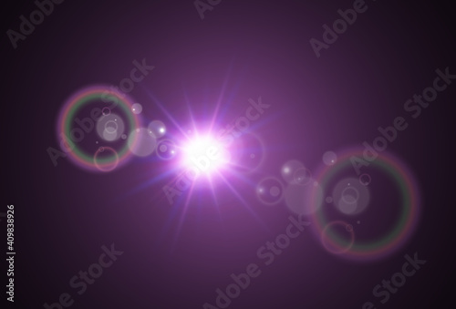 Bright beautiful star.Vector illustration of a light effect on a transparent background.