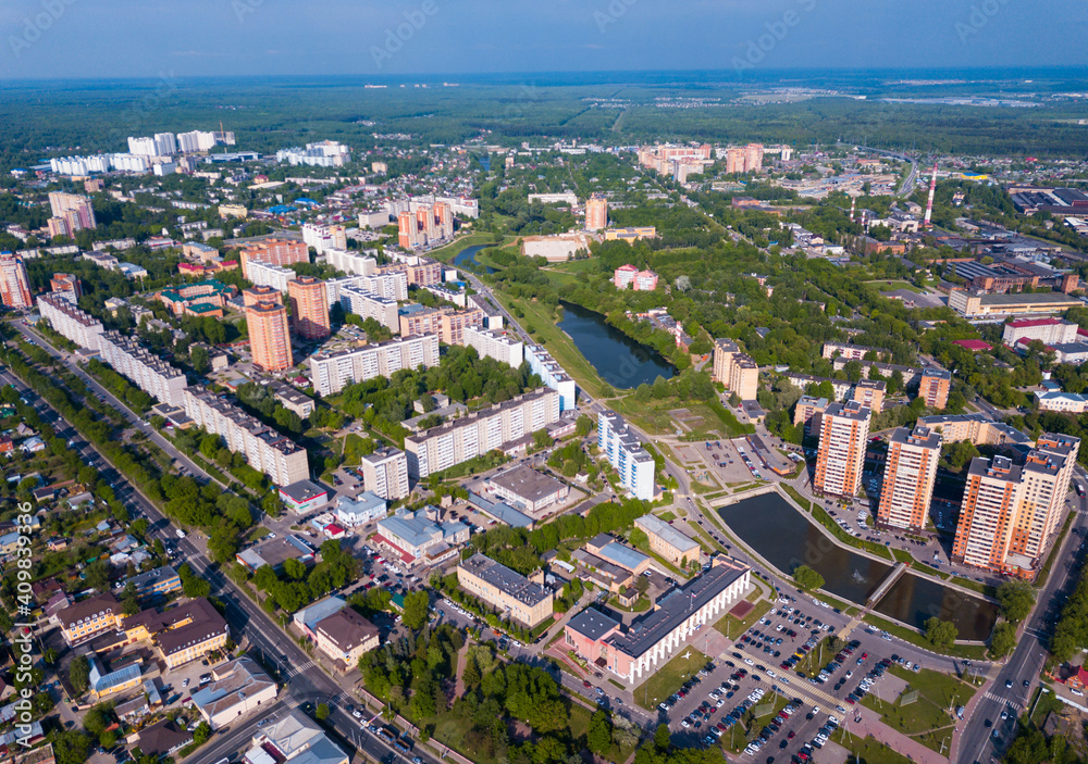 Aerial summer view of Chekhov city center, Russia