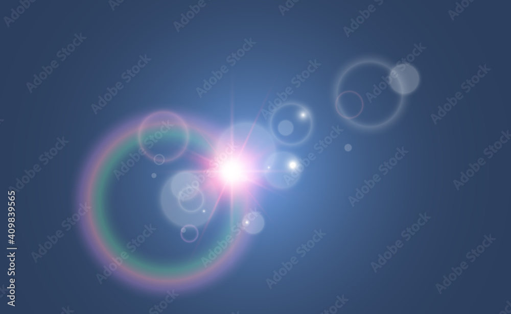 Bright beautiful star.Vector illustration of a light effect on a transparent background.