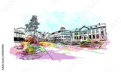 Tableau sur toile Building view with landmark of Aalborg is the
city in Denmark