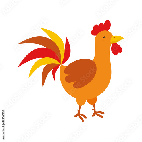 Vector illustration. Cute rooster. Chinese symbol of the year