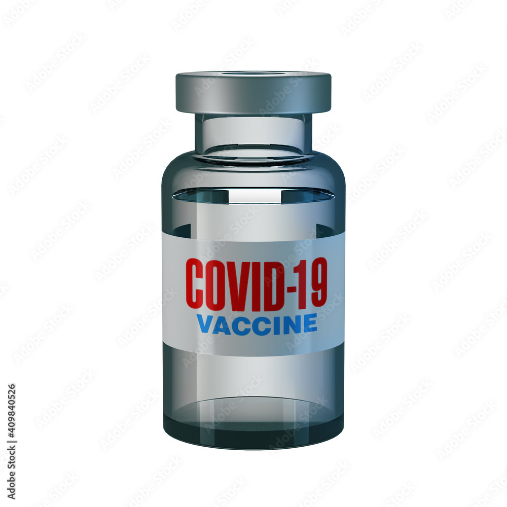 Fototapeta premium A closeup of coronavirus covid-19 vaccine vial isolated on white background.