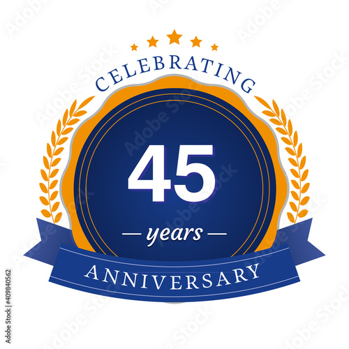 45 Year Anniversary Vector Template Design Illustration