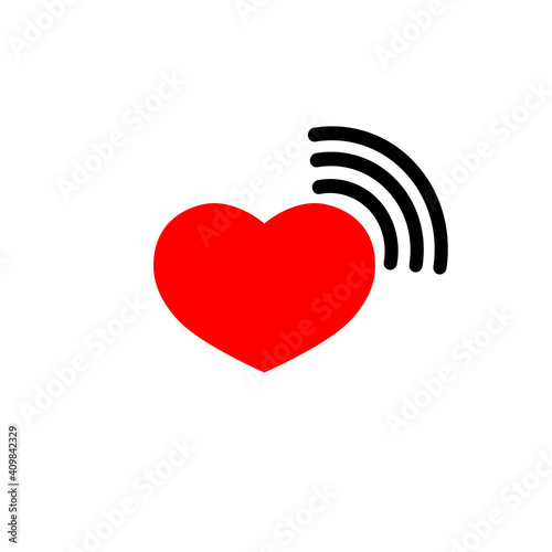 Wi Fi icon, graphic design template, heart, communication symbol, vector illustration