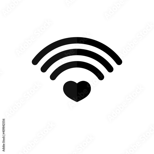 Wi Fi icon, graphic design template, heart, communication symbol, vector illustration