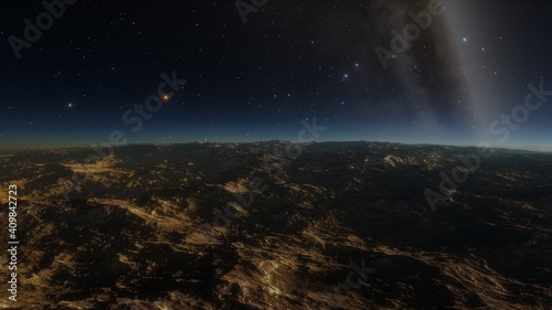 Fototapeta Naklejka Na Ścianę i Meble -  science fiction illustration, beautiful space background, a computer-generated surface, a fantasy world 3d render
