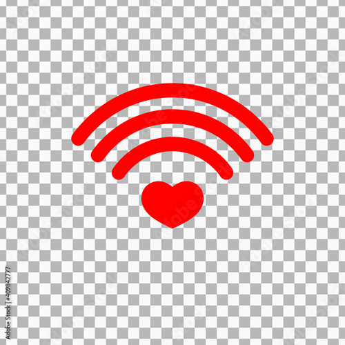 Wi Fi icon, graphic design template, heart, communication symbol, vector illustration