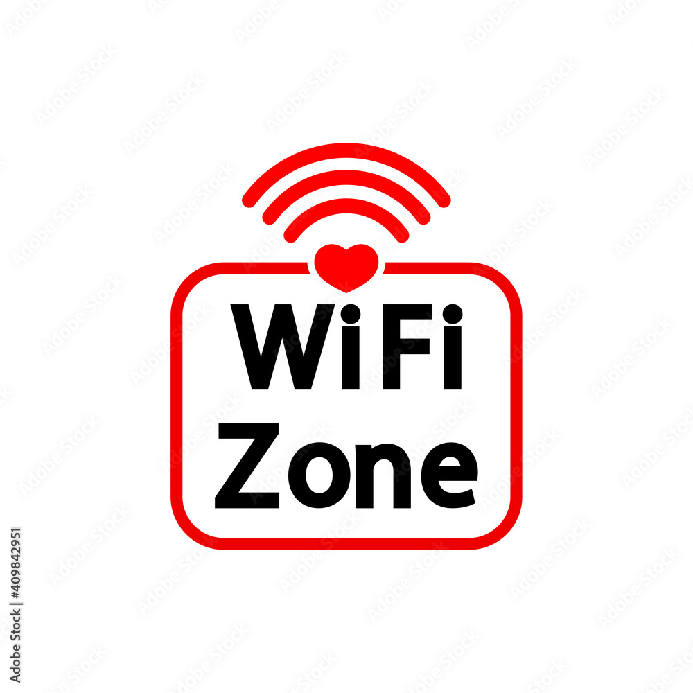 Wi Fi zone icon, graphic design template, heart, communication symbol, vector illustration Wi Fi zone icon, graphic design template, heart, communication symbol, vector illustration