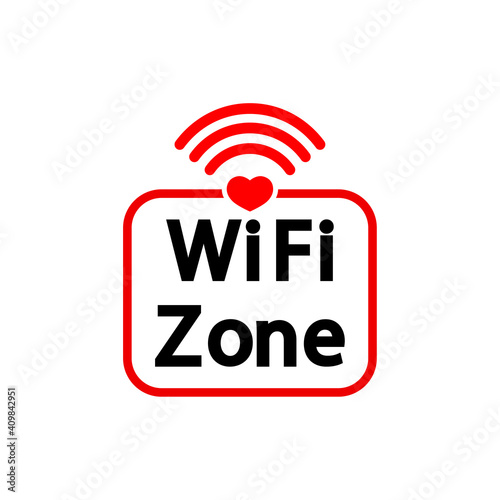 Wi Fi zone icon, graphic design template, heart, communication symbol, vector illustration