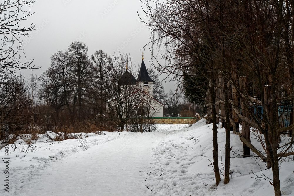 old church on a cloudy winter day old church on a cloudy winter day