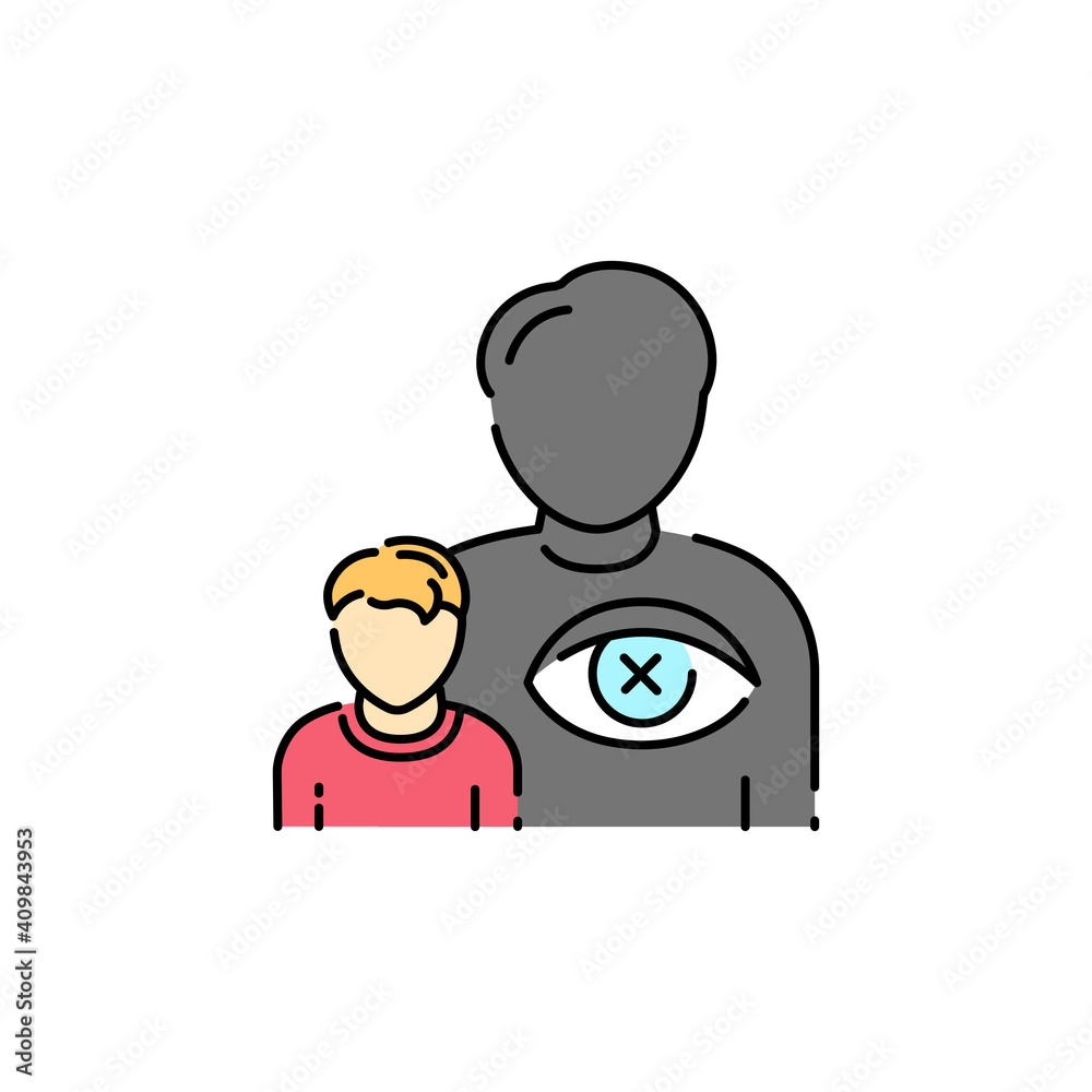 Abandoned kid color line icon. Child abuse. S