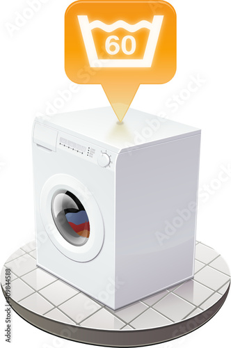 Washing machine and washing at 60 degrees (cutout)