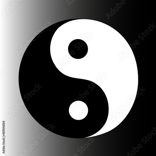 yin yang symbol on gradient monochrome background