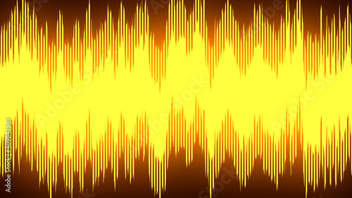 Speaking sound  wave lines illustration. Yellow gradient motion abstract background.