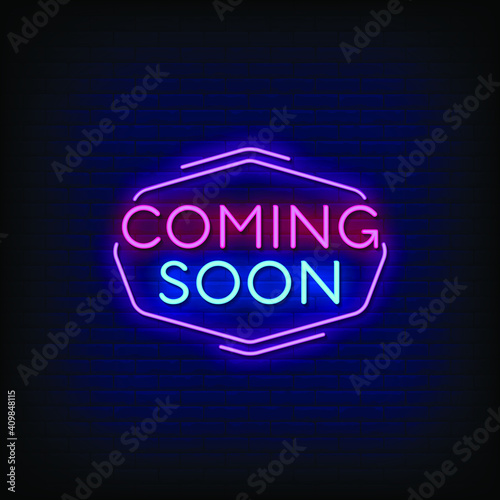 Coming Soon Neon Signs Style Text Vector