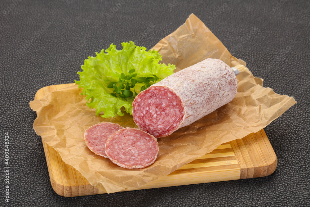 Italian dry Saliami pork sausage Italian dry Saliami pork sausage
