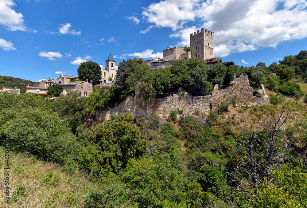 Castle and church of Esparron-de-Verdon, a commune in the Alpes-de-Haute-Provence department in southeastern France. 