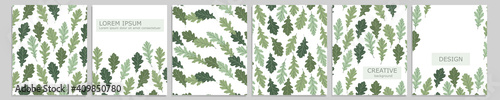 Set of vector cover notebook design. Abstract floral template design with green leaves on white background for notebook paper, copybook brochures, book, magazine. Planner and diary cover for print