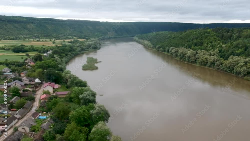 the river and the village filmed from a drone in Ukraine the river and the village filmed from a drone in Ukraine
