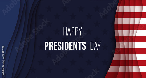 American National Holiday. US Presidents Day Flag with American stars, stripes and national colors