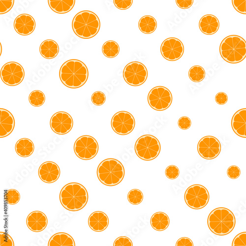 Summer illustration with oranges and limes. Seamlees pattern with colorful fruits on white background. Food concept. Template design for invitation, poster, card, fabric, textile