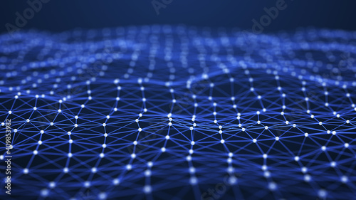 Network of connected points and lines. Technological background. 3d rendering.