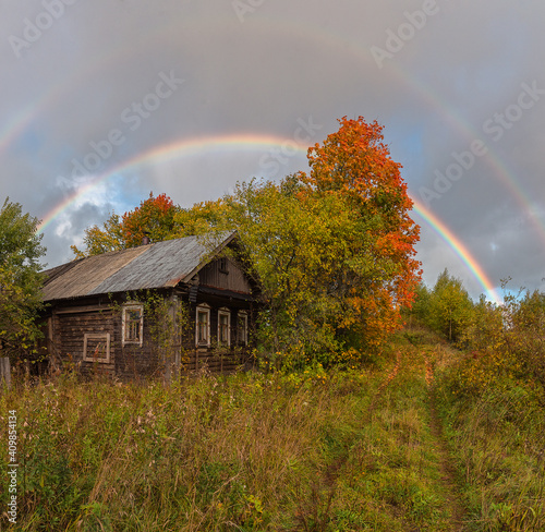 rainbow over the village