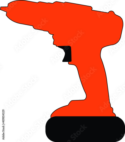 Accu power drill color vector illustration