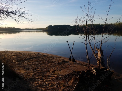 sunset in the boundary waters canoe area photo