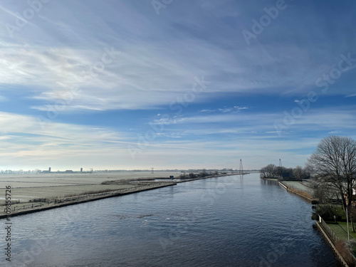 Canal during a winter day in Friesland