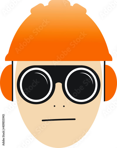 Worker icon wearing protective equipment vector illustration isolated