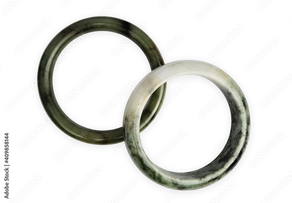 2 jade bracelets isolated on white background.with clipping path 2 jade bracelets isolated on white background.with clipping path