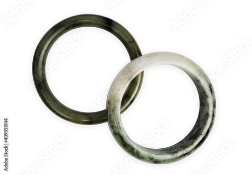 2 jade bracelets isolated on white background.with clipping path