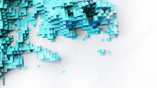 Sci - Fi, Voxel colourful abstract background Business and technology concept. Illuminated cubes 3D render. Business and technology concept background with space for text