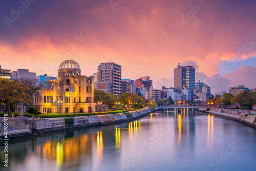 View of Hiroshima skyline with the atomic bomb dome in  Japan. © f11photo