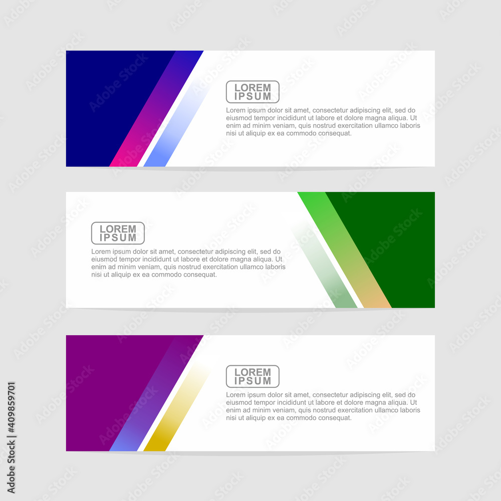 Vector abstract banner design web template. Abstract design banner web template on white background.  gradient shapes composition. can used for header, footer, banner etc.
