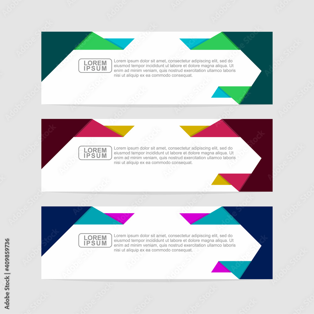 Vector abstract banner design web template. Abstract design banner web template on white background.  gradient shapes composition. can used for header, footer, banner etc.